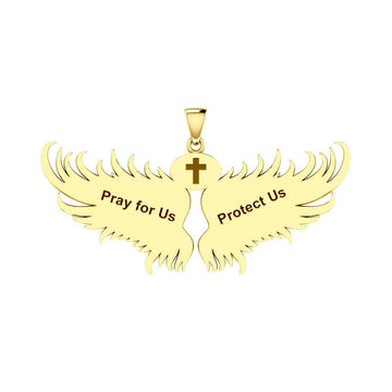 Guardian Angel Wings Solid Gold Pendant with Scorpio Zodiac Sign GPD5522 - Jewelry